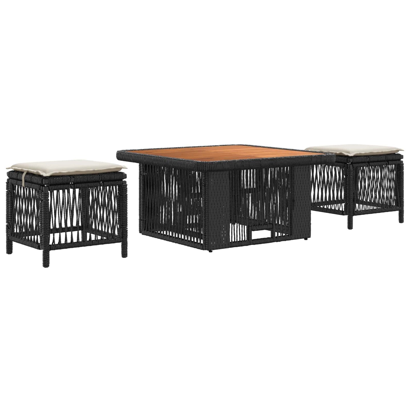 Garten Essgruppe 3 Stk. Beige und Creme Poly-Rattan