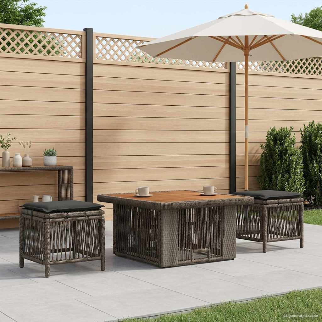 Garten Essgruppe 3 Stk. Grau und Dunkelgrau Poly-Rattan
