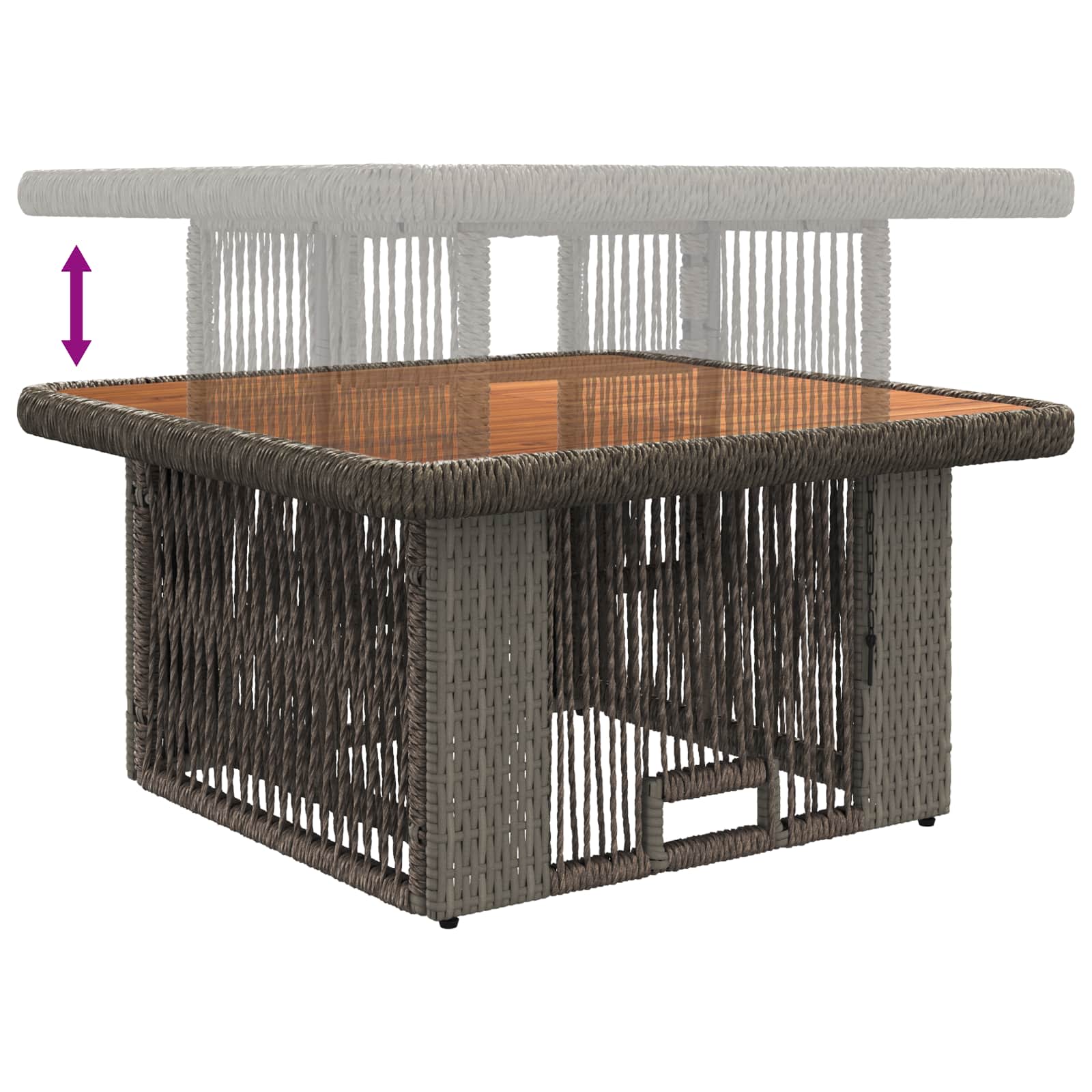 Garten Essgruppe 3 stk. Grau und Dunkelgrau Poly-Rattan