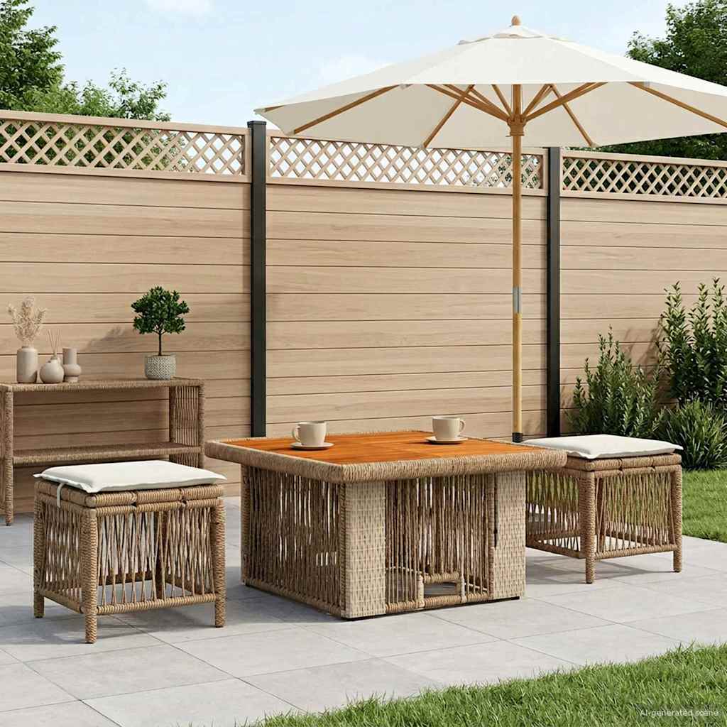 Garten Essgruppe 3 stk. Beige und Creme Poly-Rattan