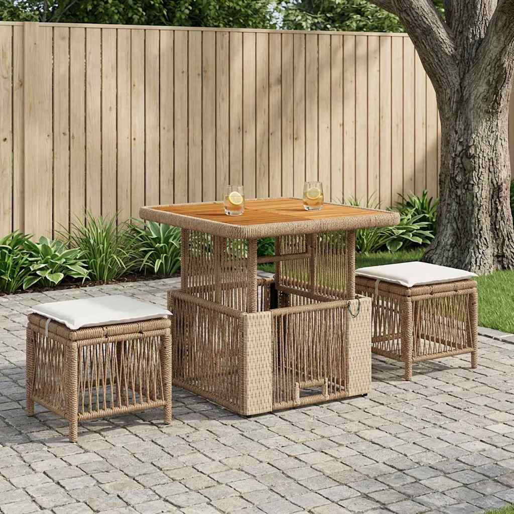 Garten Essgruppe 3 Stk. Beige und Creme Poly-Rattan