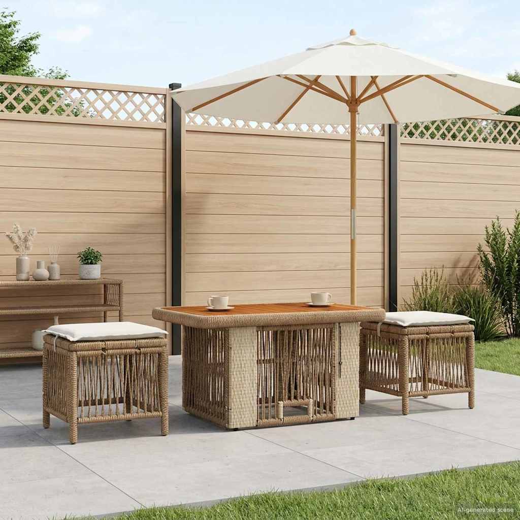 Garten Essgruppe 3 stk. Beige und Creme Poly-Rattan