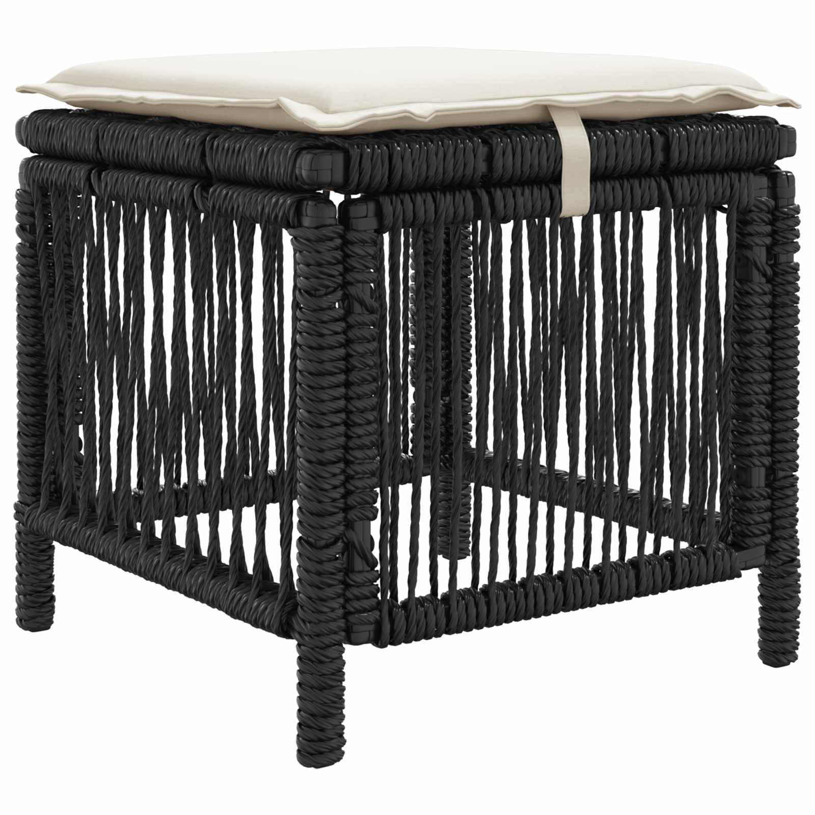 Garten Essgruppe 4 Stk. Schwarz und Creme Poly-Rattan