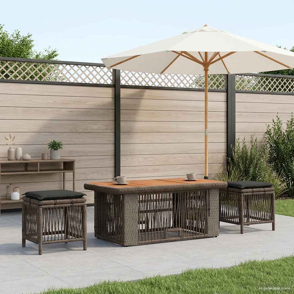 Garten Essgruppe 4 Stk. Grau und Dunkelgrau Poly-Rattan