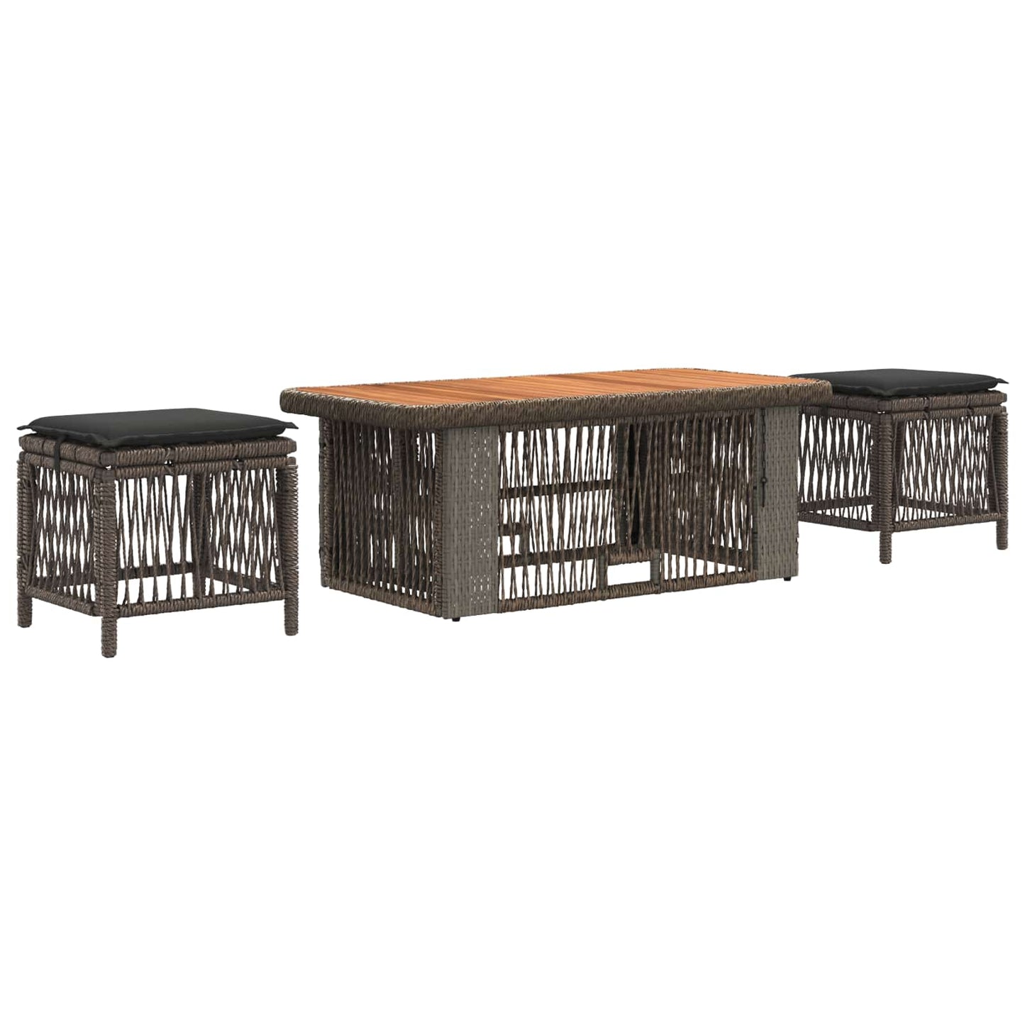 Garten Essgruppe 4 Stk. Grau und Dunkelgrau Poly-Rattan