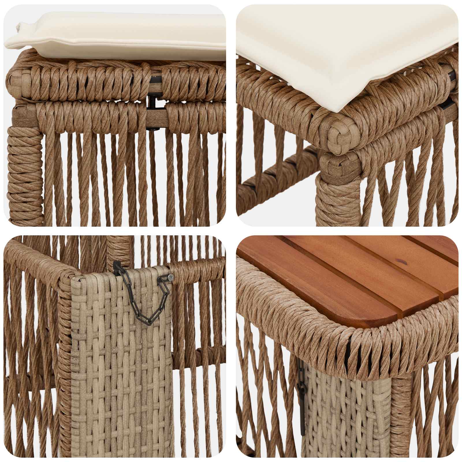Garten Essgruppe 4 Stk. Beige und Creme Poly-Rattan