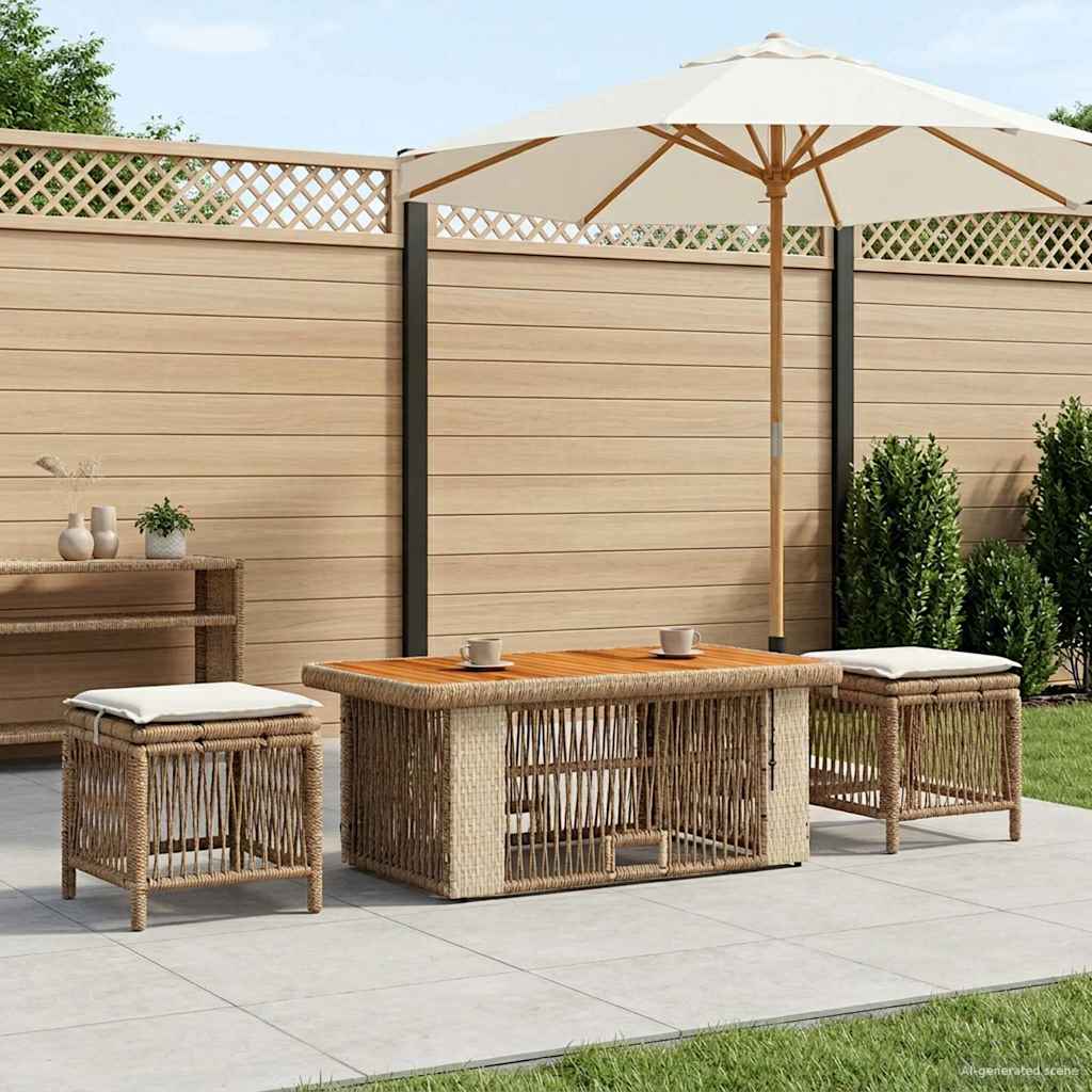 Garten Essgruppe 4 Stk. Beige und Creme Poly-Rattan