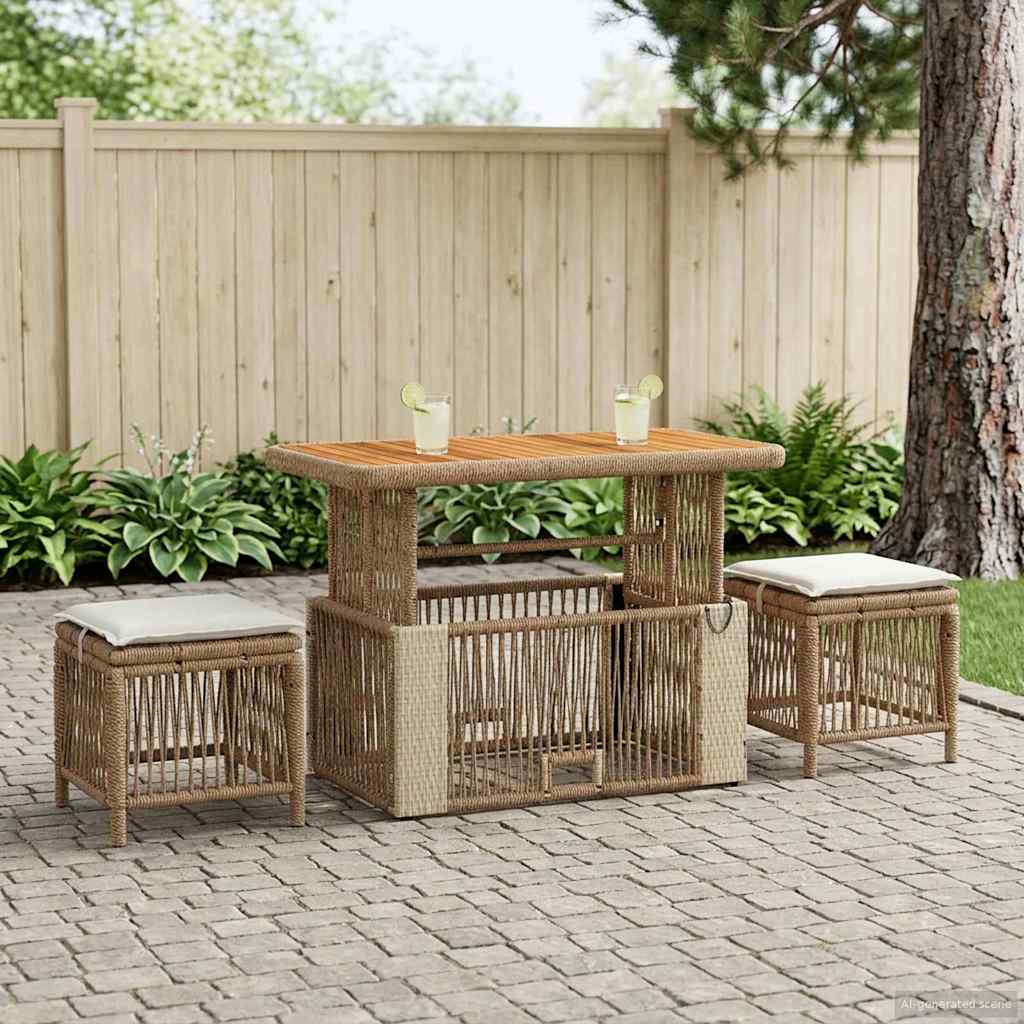 Garten Essgruppe 4 Stk. Beige und Creme Poly-Rattan