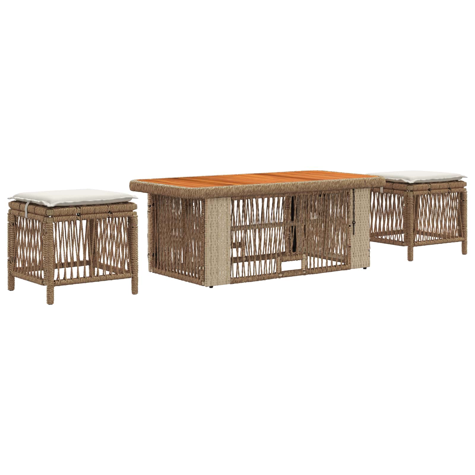 Garten Essgruppe 4 Stk. Beige und Creme Poly-Rattan