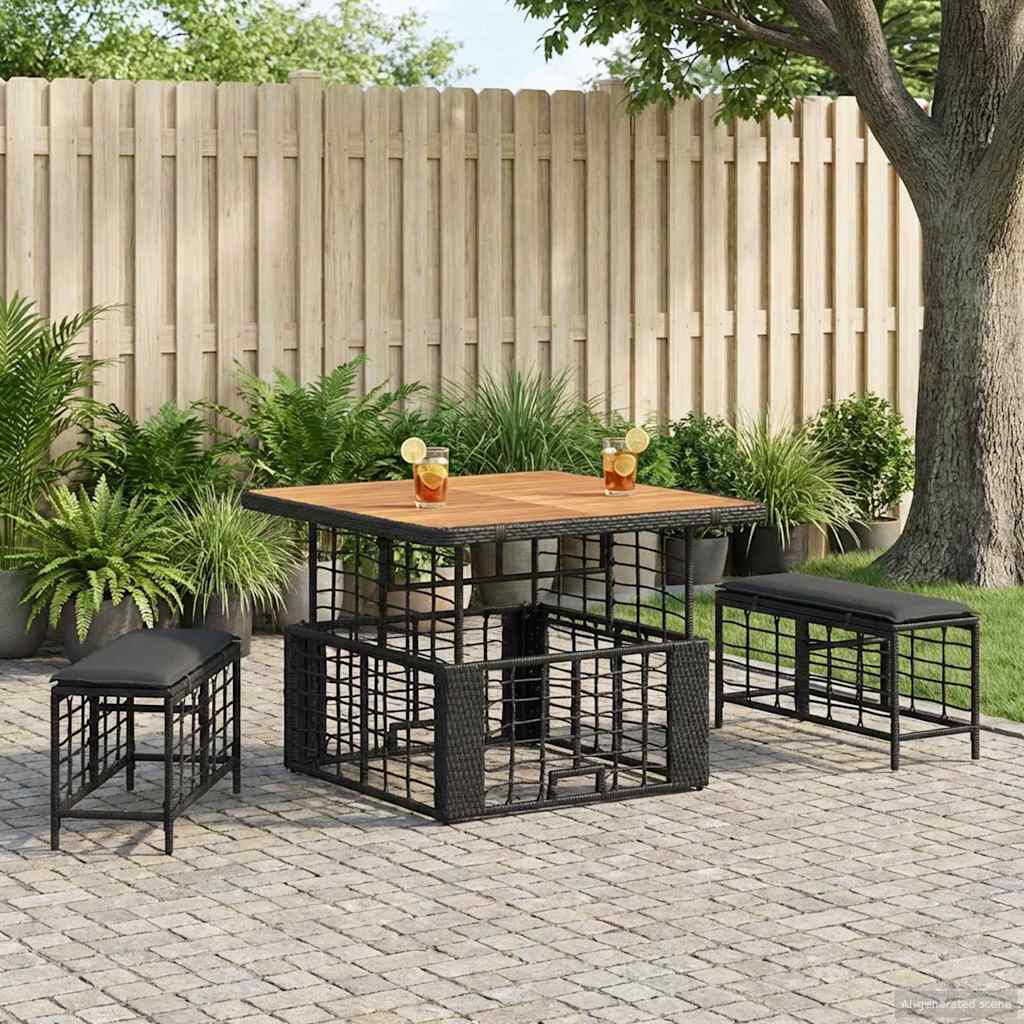 Garten Essgruppe 3 Stk. Schwarz und Grau