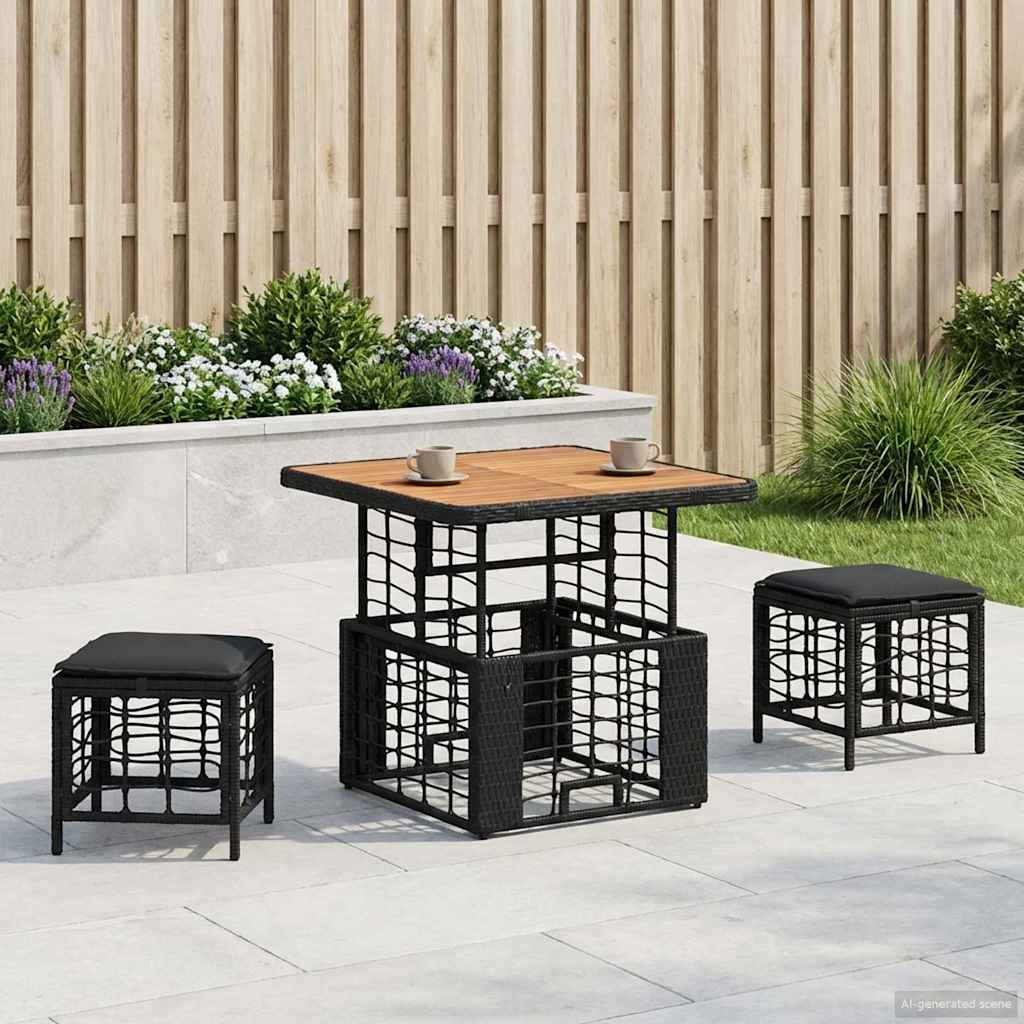 Garten Essgruppe 3 Stk. Schwarz und Grau