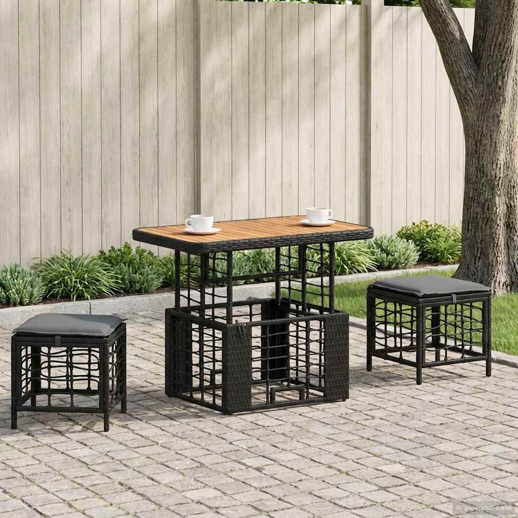 Garten Essgruppe 3 Stk. Schwarz und Grau