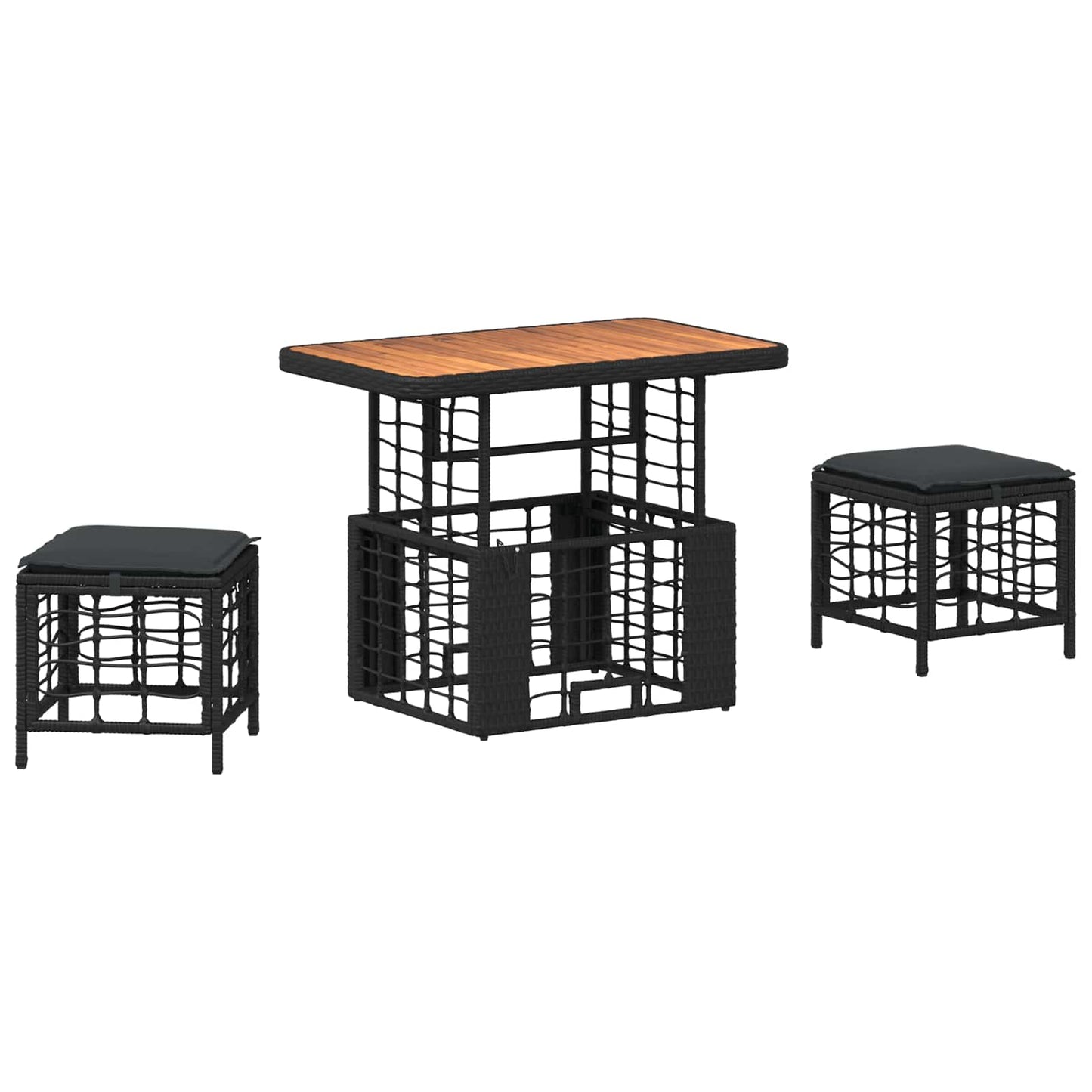 Garten Essgruppe 3 Stk. Schwarz und Grau