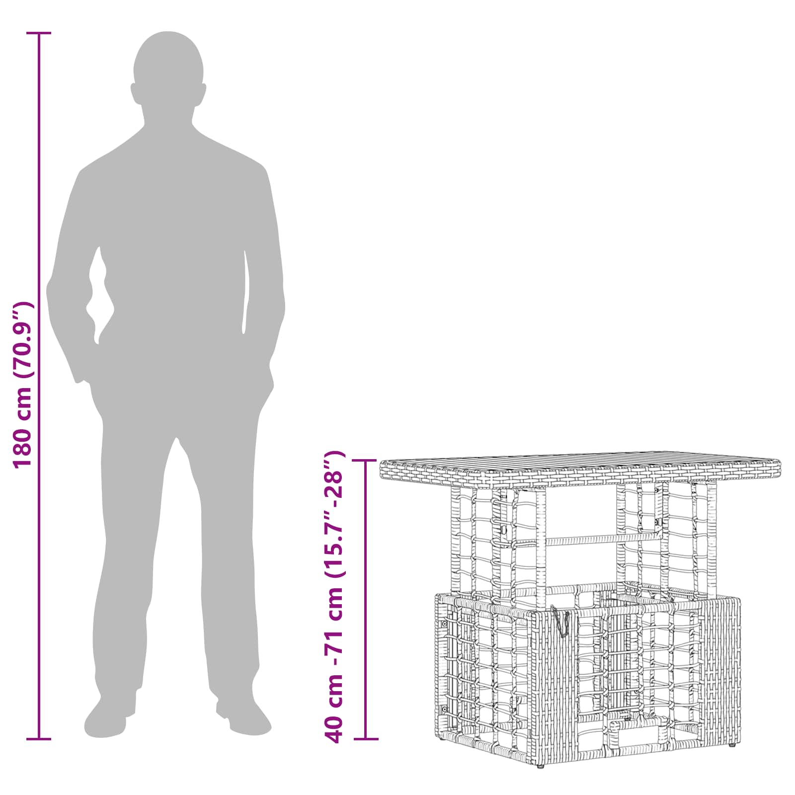 Garten Essgruppe 3 Stk. Schwarz und Grau