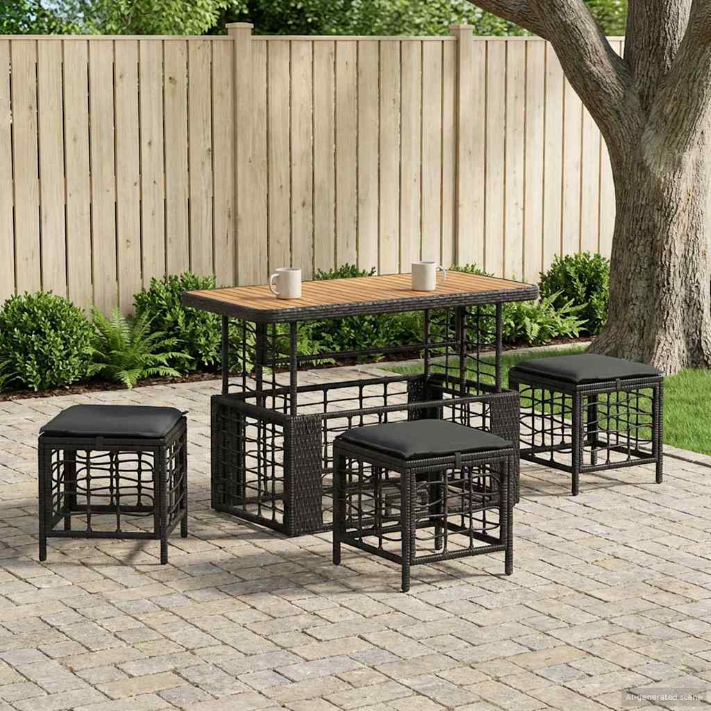 Garten Essgruppe 4 Stk. Schwarz und Grau