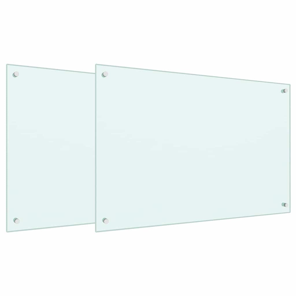 Küchenrückwand 2 stk. Weiß 90 x 60 cm Gehärtetes Glas