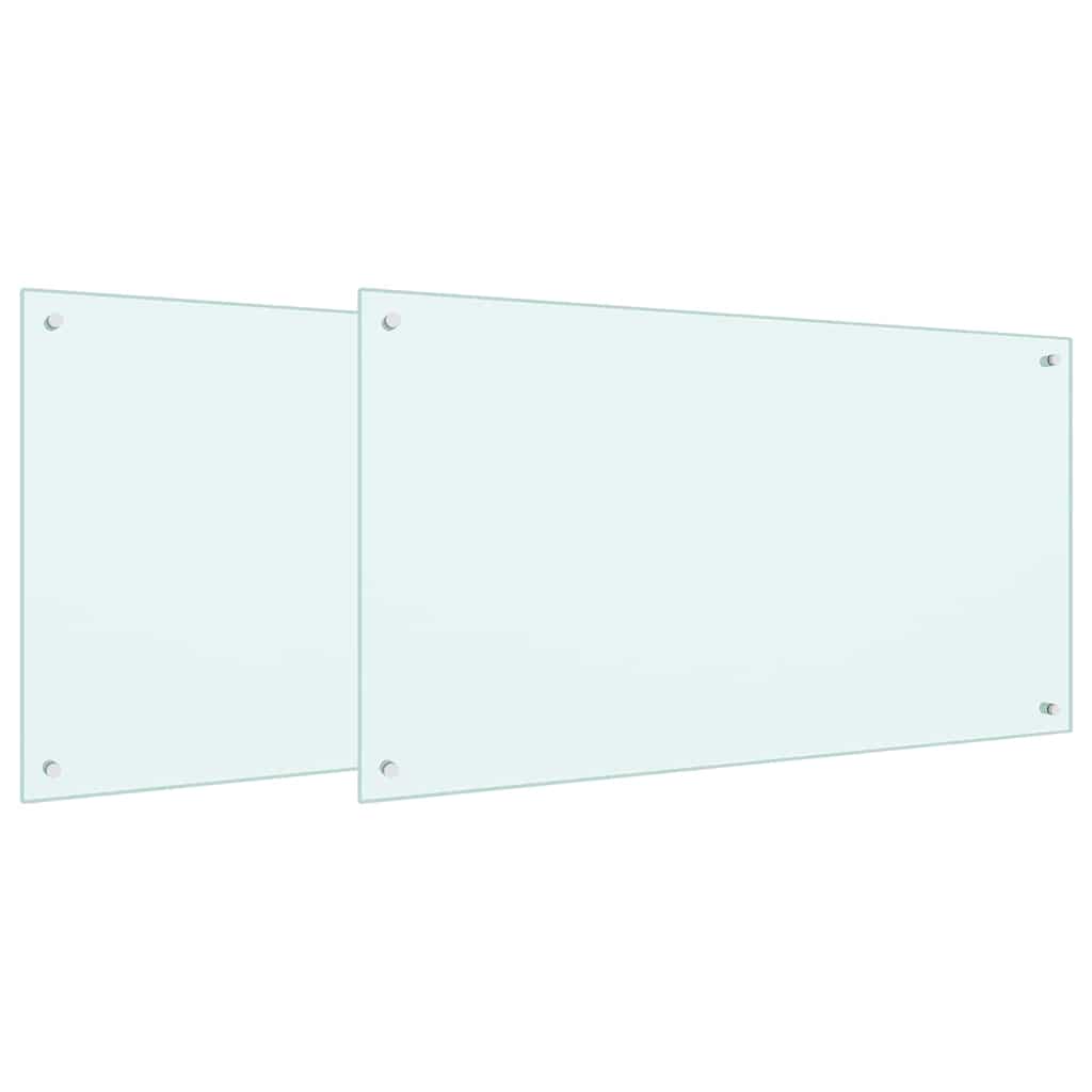 Küchenrückwand 2 stk. Weiß 100 x 60 cm Gehärtetes Glas