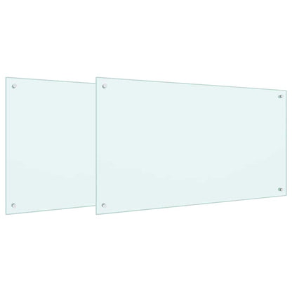 Küchenrückwand 2 stk. Weiß 100 x 60 cm Gehärtetes Glas