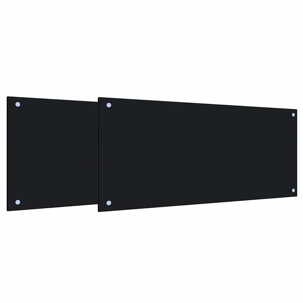Küchenrückwand 2 stk. Schwarz 90 x 40 cm Gehärtetes Glas