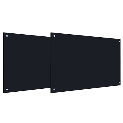 Küchenrückwand 2 stk. Schwarz 90 x 50 cm Gehärtetes Glas