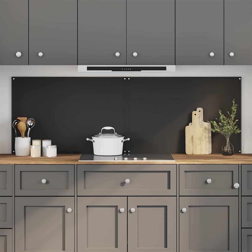 Küchenrückwand 2 stk. Schwarz 90 x 60 cm Gehärtetes Glas