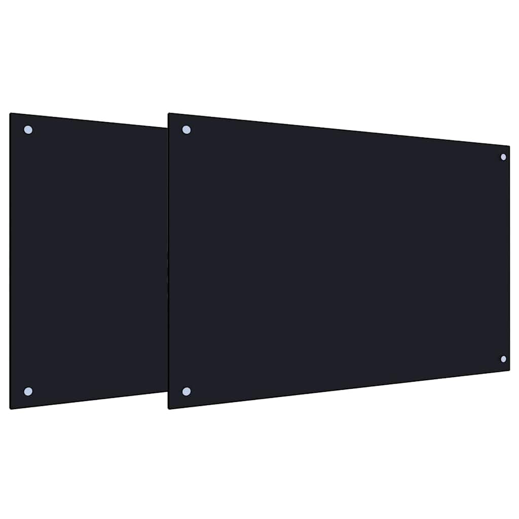 Küchenrückwand 2 stk. Schwarz 90 x 60 cm Gehärtetes Glas