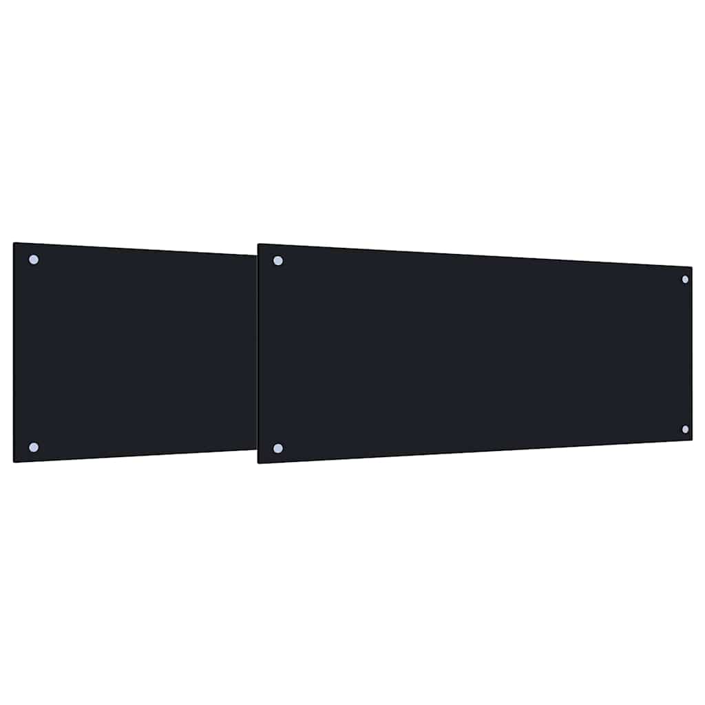 Küchenrückwand 2 stk. Schwarz 100 x 40 cm Gehärtetes Glas