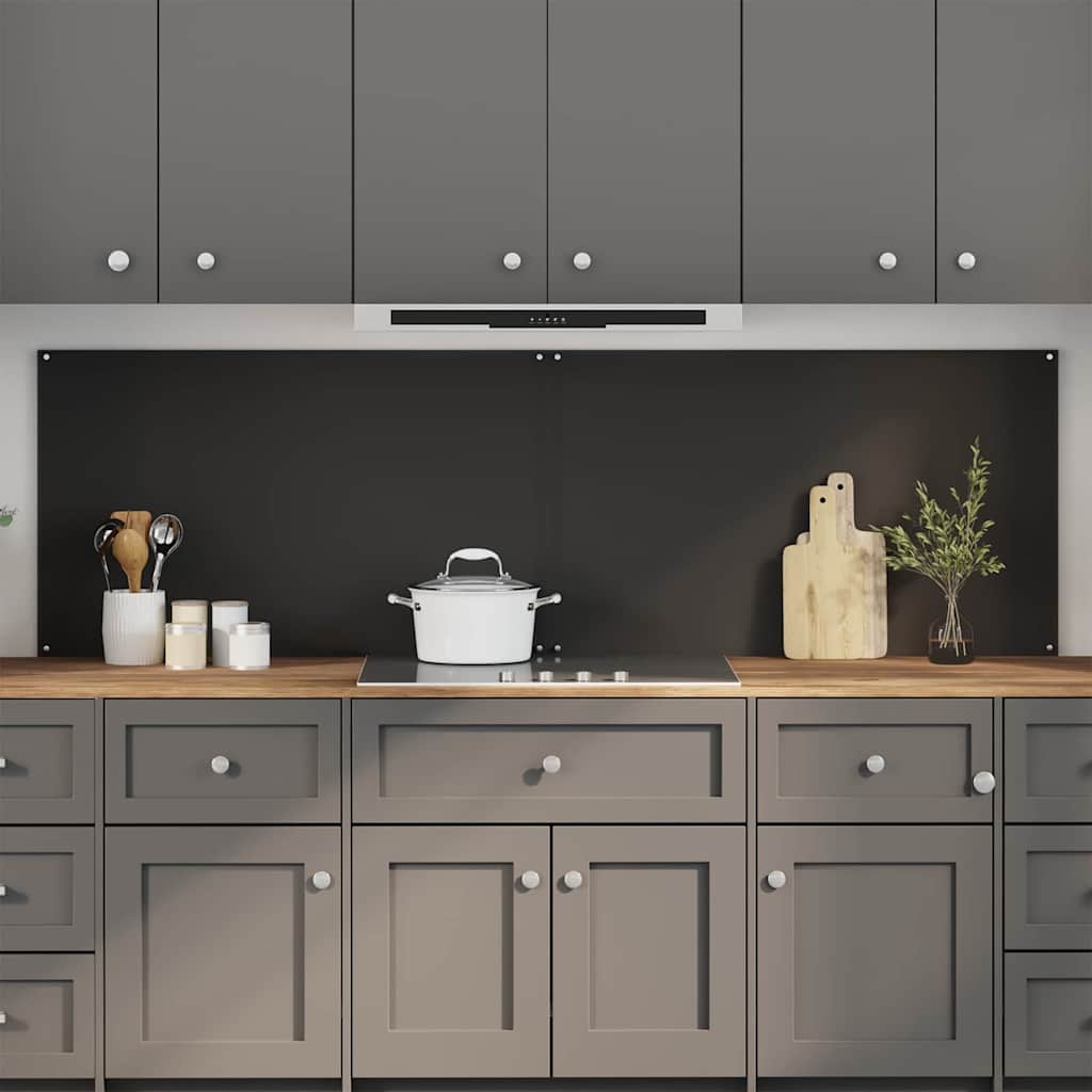 Küchenrückwand 2 pcs Schwarz 100 x 60 cm Gehärtetes Glas