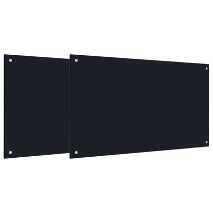 Küchenrückwand 2 stk. Schwarz 100 x 60 cm Gehärtetes Glas