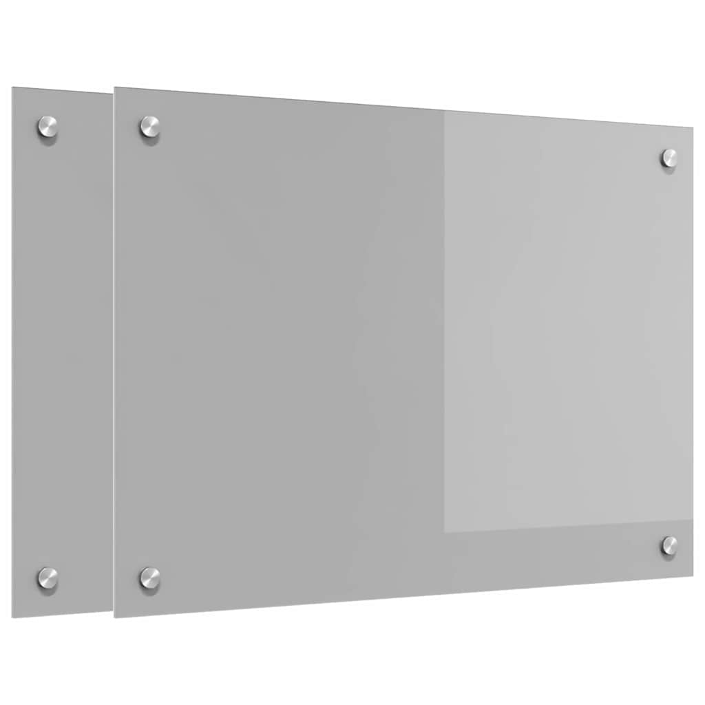 Küchenrückwand 2 stk. Hellgrau 70 x 50 cm Gehärtetes Glas