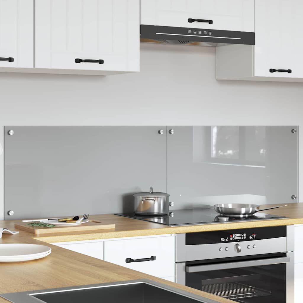 Küchenrückwand 2 pcs Hellgrau 80 x 40 cm Gehärtetes Glas