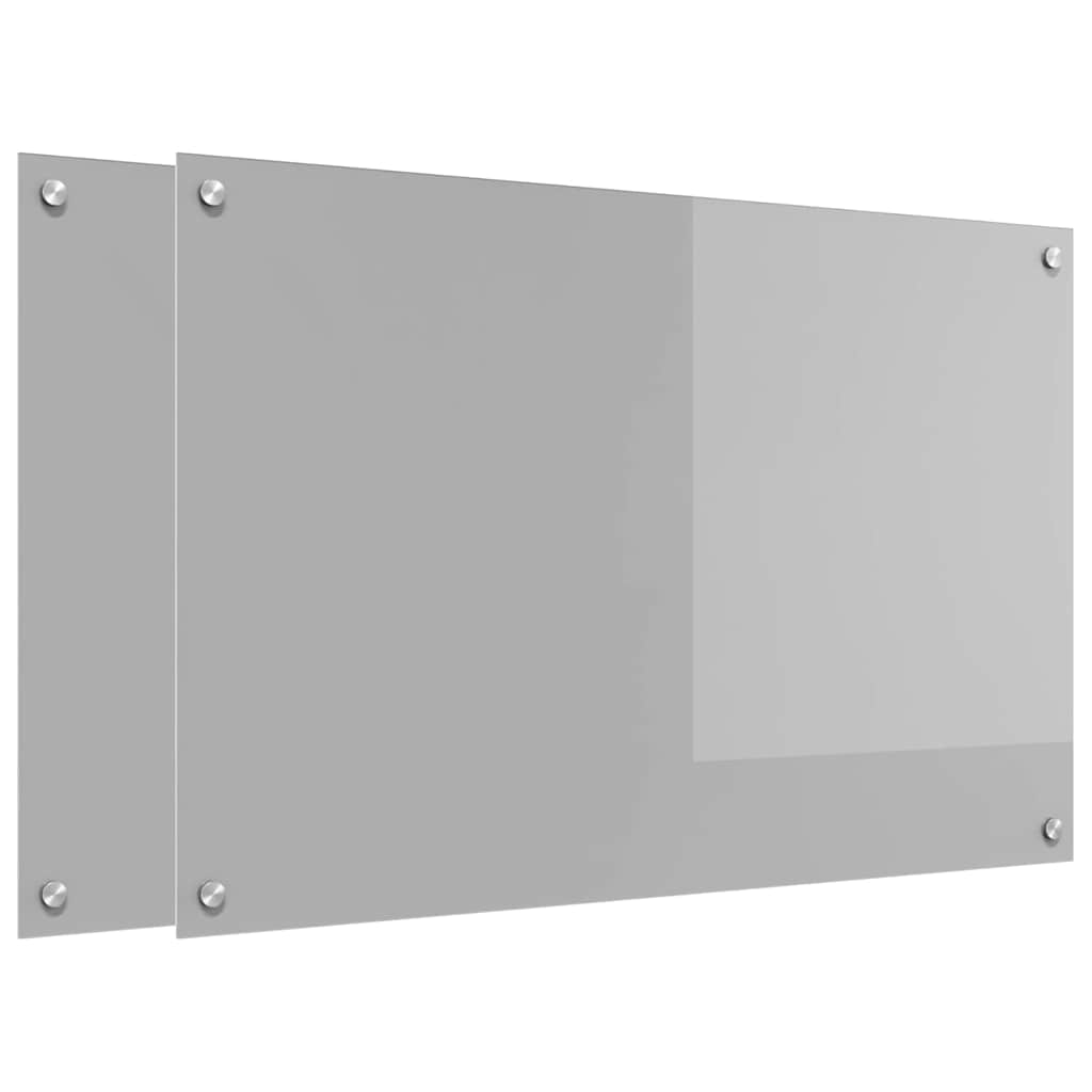Küchenrückwand 2 pcs Hellgrau 90 x 60 cm Gehärtetes Glas
