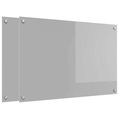 Küchenrückwand 2 stk. Hellgrau 90 x 60 cm Gehärtetes Glas