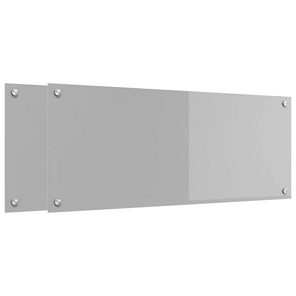 Küchenrückwand 2 stk. Hellgrau 100 x 40 cm Gehärtetes Glas