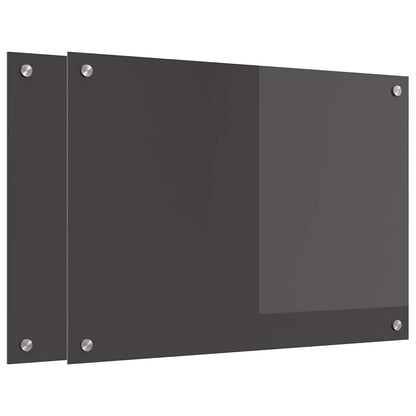 Küchenrückwand 2 stk. Dunkelgrau 70 x 50 cm Gehärtetes Glas