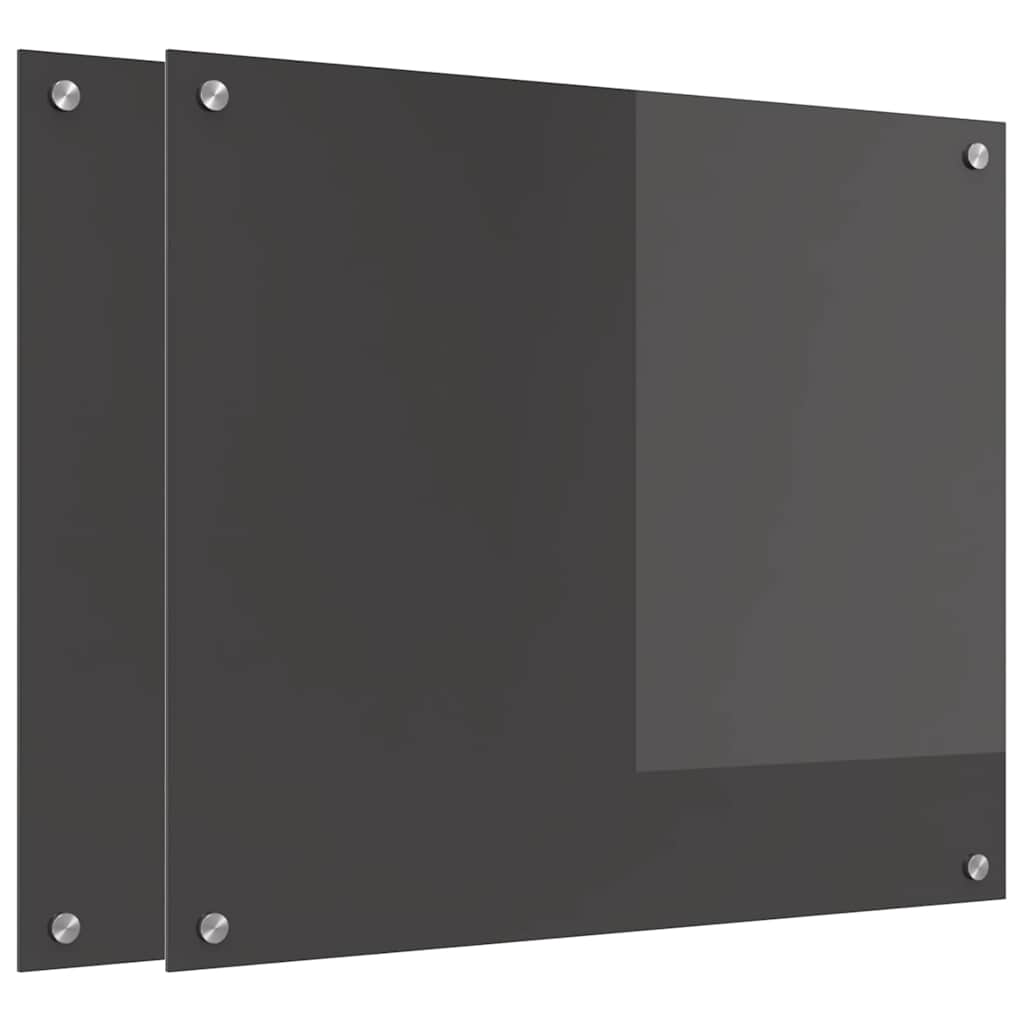 Küchenrückwand 2 stk. Dunkelgrau 70 x 60 cm Gehärtetes Glas