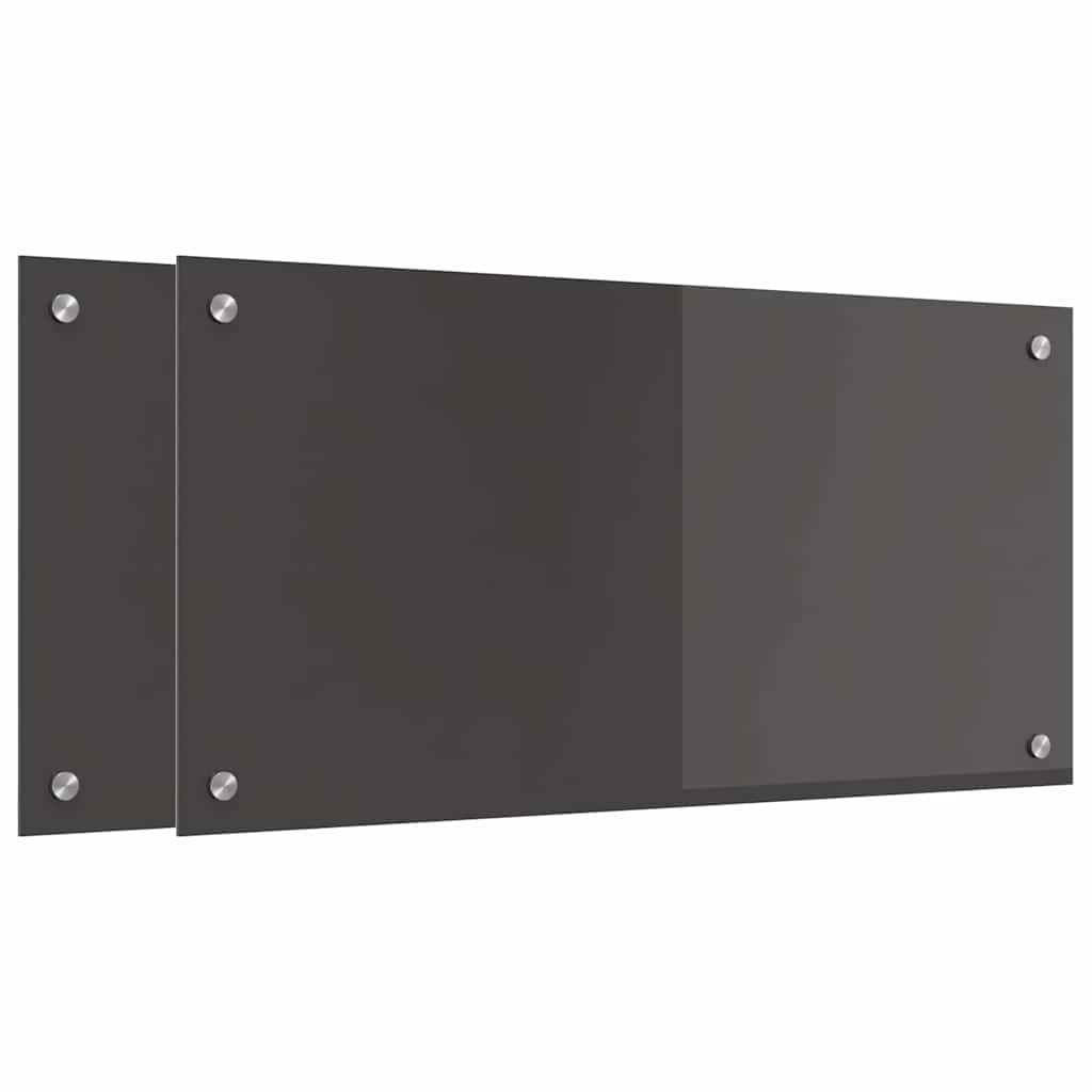 Küchenrückwand 2 stk. Dunkelgrau 80 x 40 cm Gehärtetes Glas