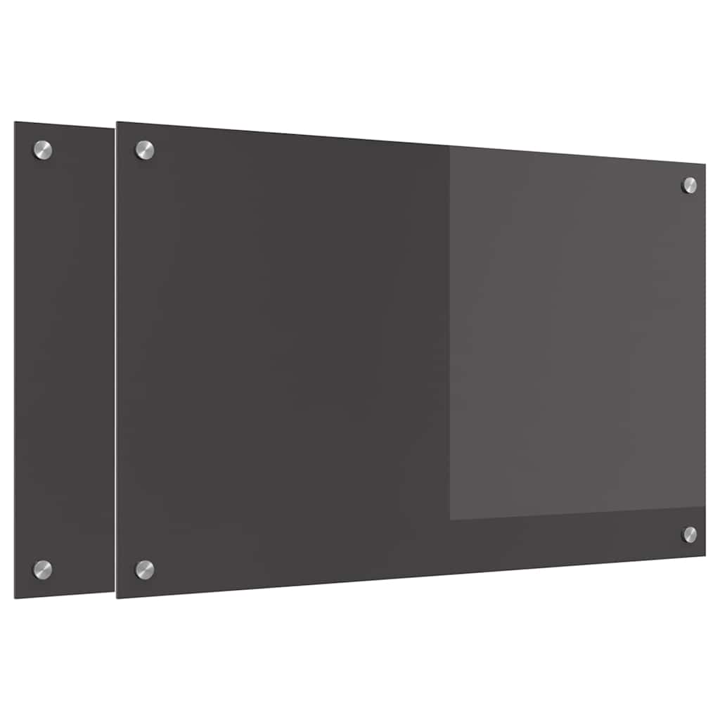 Küchenrückwand 2 stk. Dunkelgrau 80 x 50 cm Gehärtetes Glas