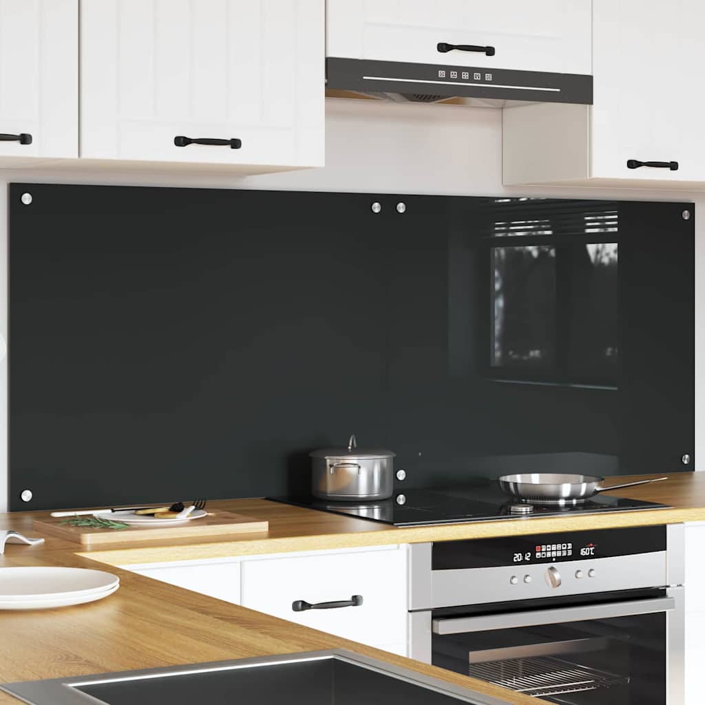 Küchenrückwand 2 pcs Dunkelgrau 80 x 60 cm Gehärtetes Glas