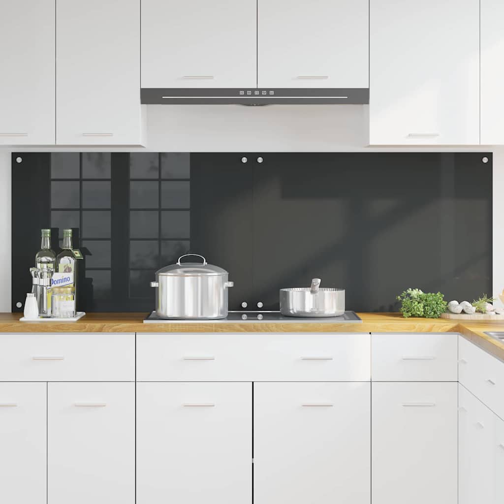 Küchenrückwand 2 stk. Dunkelgrau 90 x 60 cm Gehärtetes Glas