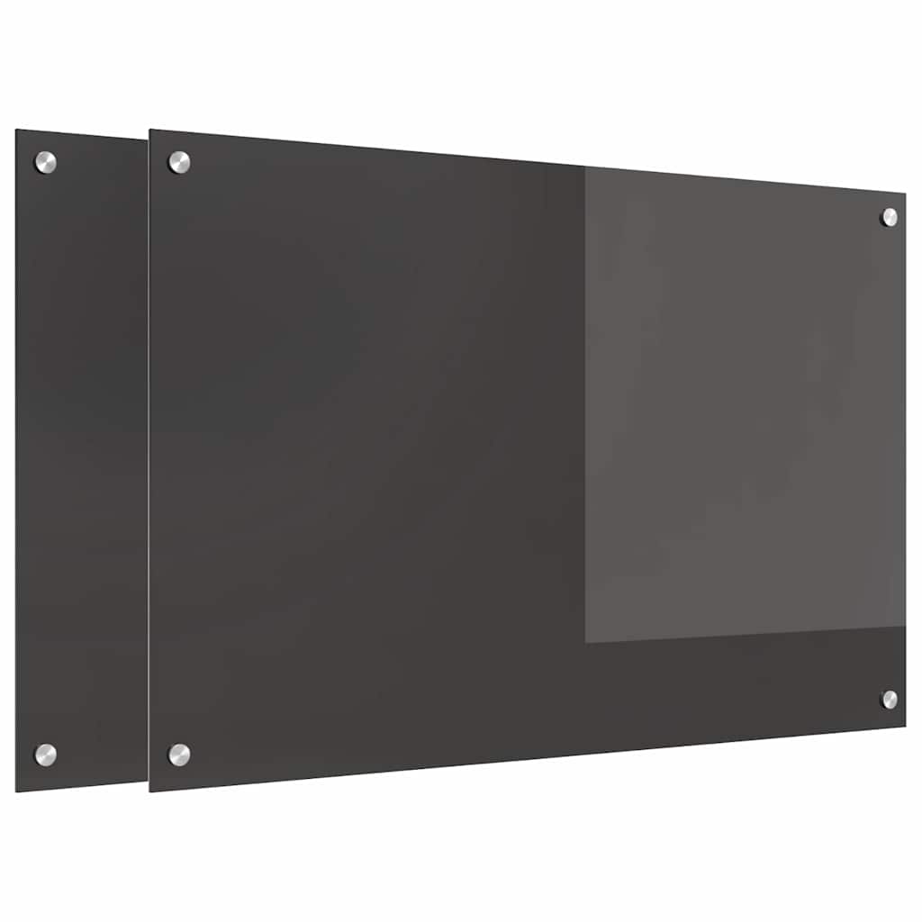 Küchenrückwand 2 stk. Dunkelgrau 90 x 60 cm Gehärtetes Glas
