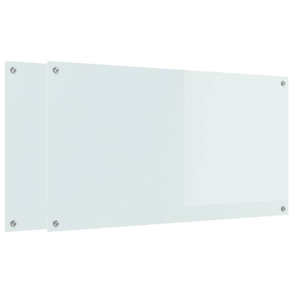 Küchenrückwand 2 stk. Weiß 110 x 60 cm Gehärtetes Glas