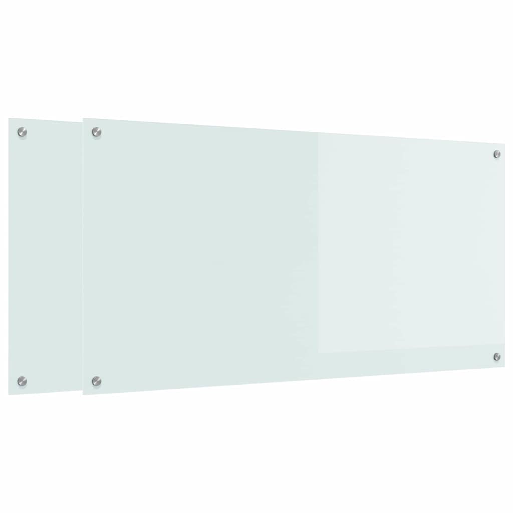 Küchenrückwand 2 stk. Weiß 120 x 60 cm Gehärtetes Glas