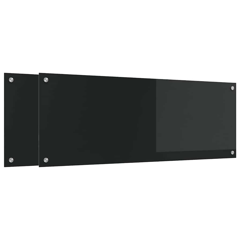Küchenrückwand 2 stk. Schwarz 110 x 40 cm Gehärtetes Glas