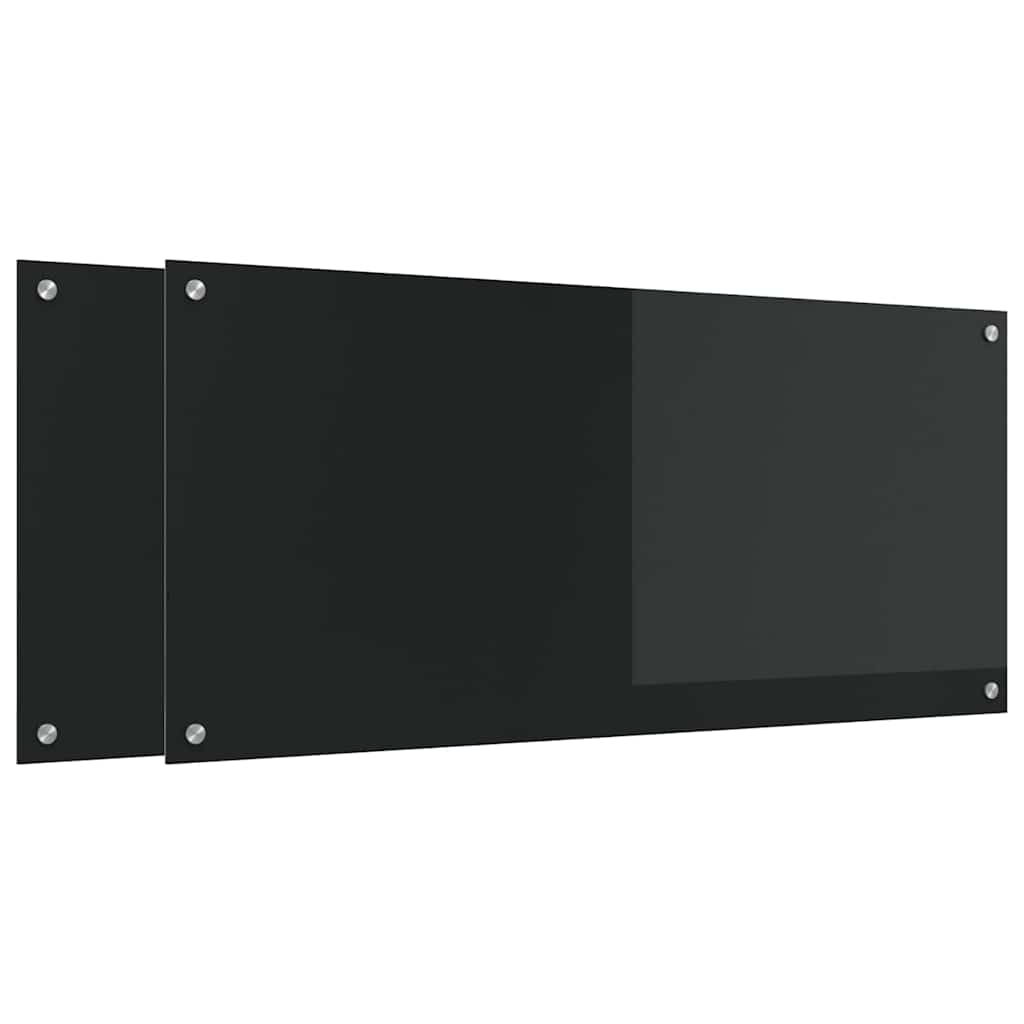 Küchenrückwand 2 stk. Schwarz 110 x 50 cm Gehärtetes Glas