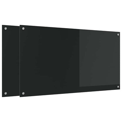 Küchenrückwand 2 stk. Schwarz 110 x 60 cm Gehärtetes Glas