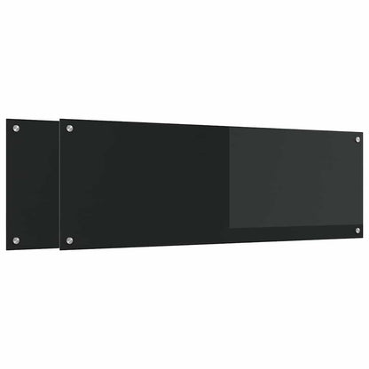Küchenrückwand 2 stk. Schwarz 120 x 40 cm Gehärtetes Glas