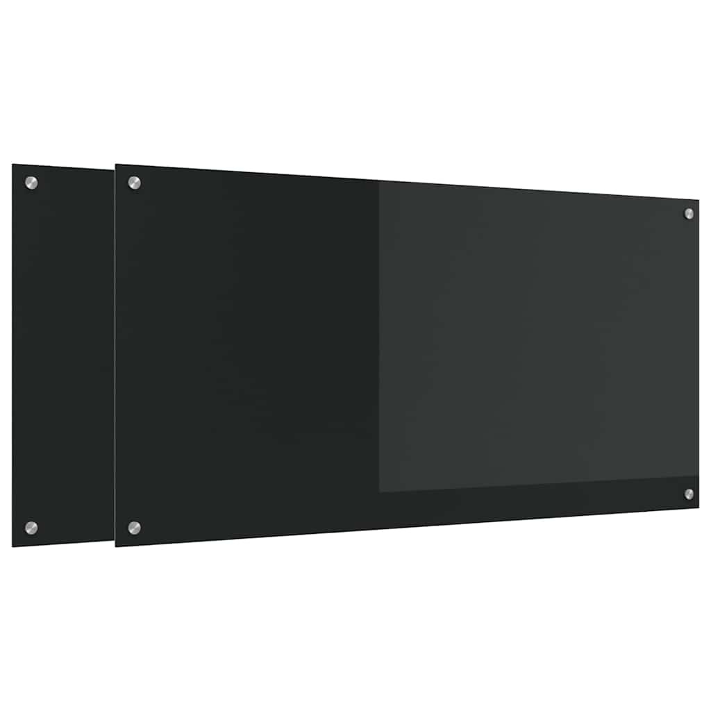 Küchenrückwand 2 stk. Schwarz 120 x 60 cm Gehärtetes Glas