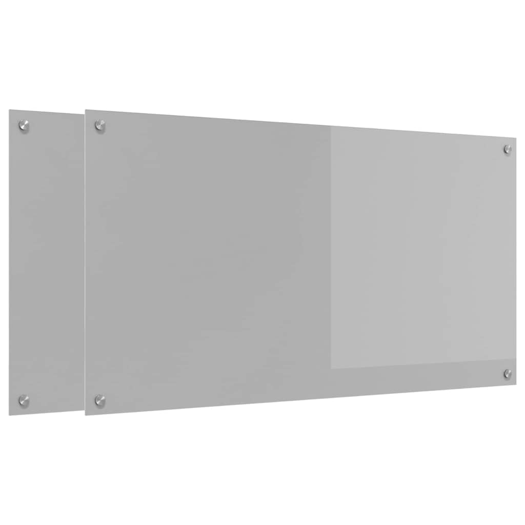 Küchenrückwand 2 stk. Hellgrau 110 x 60 cm Gehärtetes Glas