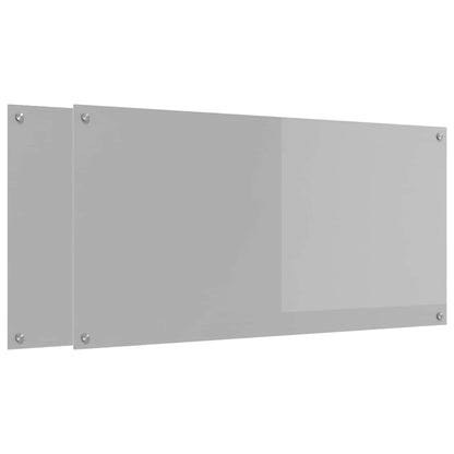 Küchenrückwand 2 stk. Hellgrau 120 x 60 cm Gehärtetes Glas